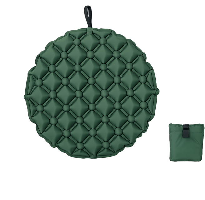 나름365 캠핑 기내 경량 휴대용 에어 원형 방수 방석, 그린