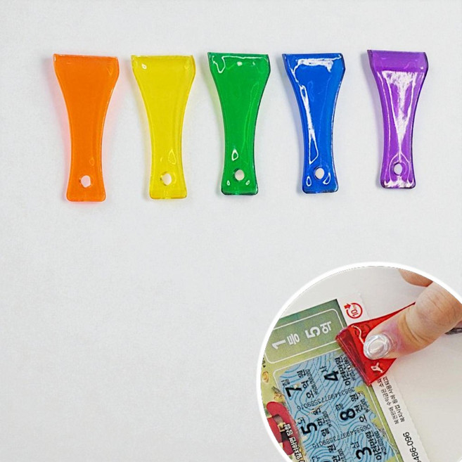 즉석복권 긁게 복권 스크래퍼 키링 긁기 행운 부적 미니 긁개, 1개, 베이직 레드