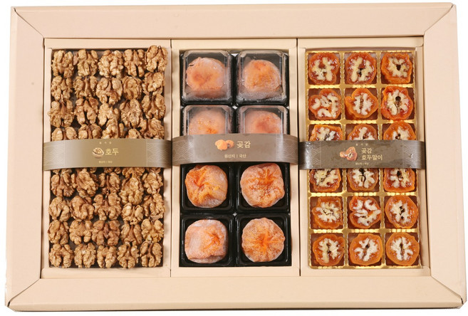 [서우영농조합] 호두+곶감+곶감말이 세트 (100% 국산 충북 영동 호두 & 곶감 ), 1개, 750g
