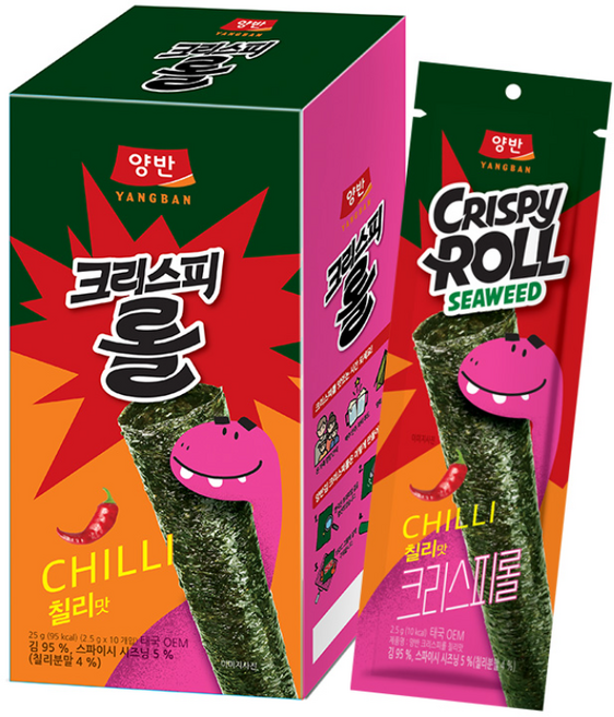 양반 김스낵 크리스피롤 칠리, 25g, 6개