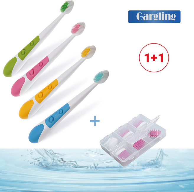 국산 음파전동칫솔 진동칫솔 (1+1) (리필모6p 포함) 저자극 저소음 어린이 성인 노약자, 1개