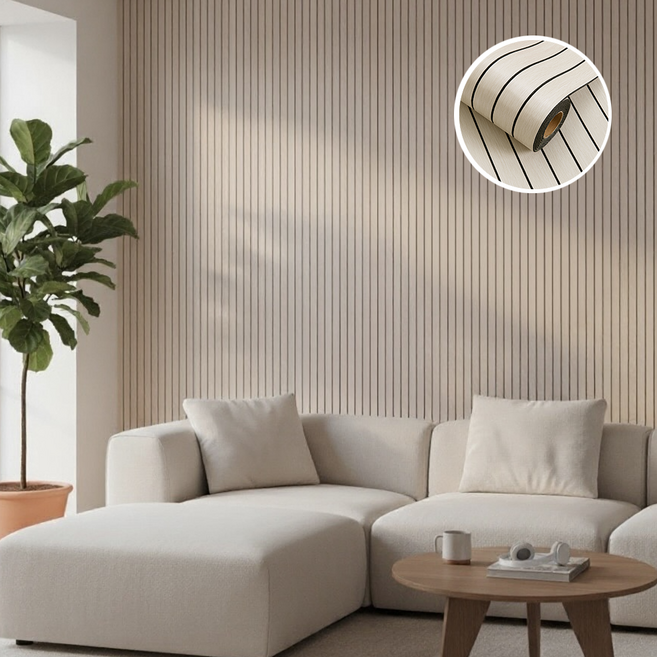 [92개국판매] 바로 붙이는 템바보드 접착식 셀프 인테리어 단열벽지 포키 베이지, 포키베이지