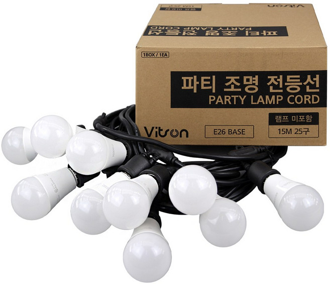 비츠온 파티라이트 파티조명 야외 카페 캠핑 감성 줄조명 세트 (led방수 전구 포함), 15M (25구/전구색), 1개