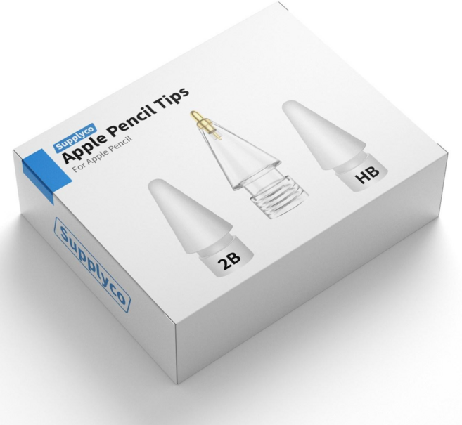 서플라이코 애플펜슬 전용 3종(메탈+2B+HB) 펜촉, 3개입, 투명샤프+2B+HB