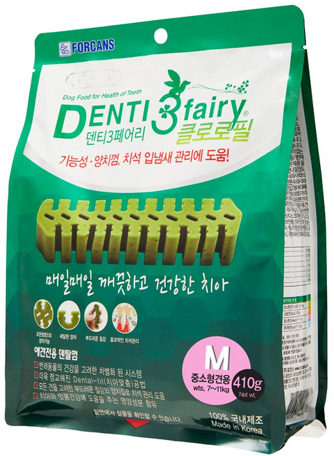 [45종선택 사은품] 포켄스 덴티페어리 클로로필 410g SS S M 강아지 대용량 덴탈껌, 덴티페어리 클로로필 M 410g, 증정.31, 1개