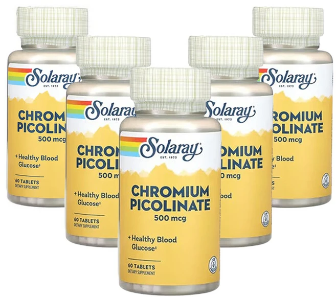 솔라레이 피콜린산크로뮴 500mcg, 5개, 60정 - 쿠팡