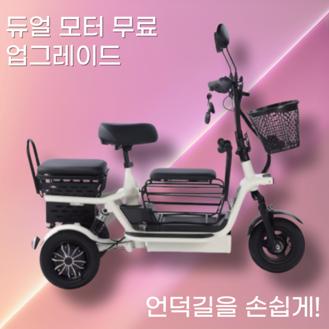 쇼넷 삼륜전기자전거 세발 접이식 어르신 전동 3륜 출퇴근 마실용 전동스쿠터 여성, 블랙, 경량스틸