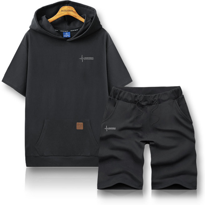 블루포스 레잇튼 반팔 후드티 트레이닝 세트 오버핏 츄리닝 [국내생산] 남자 운동복 빅사이즈 남성 트레이닝복