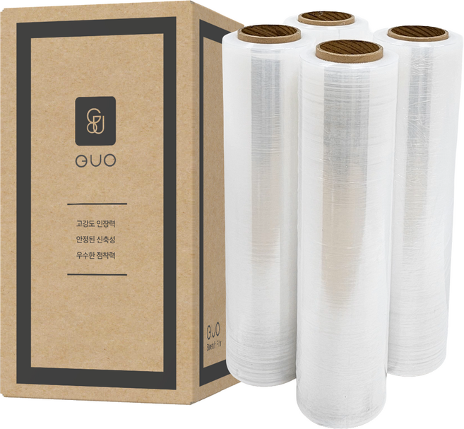 고기능 스트레치필름 공업용랩 화물 포장용, 두께 12MIC 4롤, 1개, 투명