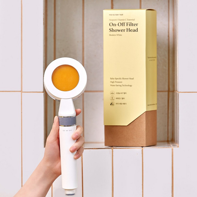 아토퓨어 비타민 샤워기 필터 수압상승 저자극 정수 온오프 에센셜 (샤워기+샤워호스), 샤워기+샤워호스2m, 1세트