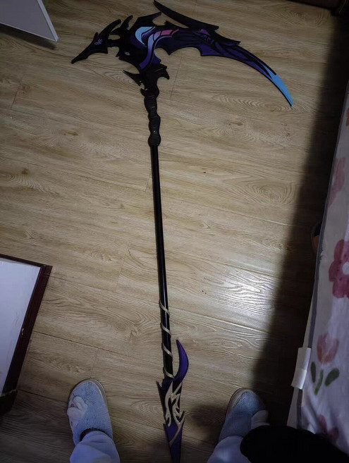 神印王座 聖采兒 cos道具 死神鐮刀 木質+PVC 全長180cm, 如圖所示, 1個