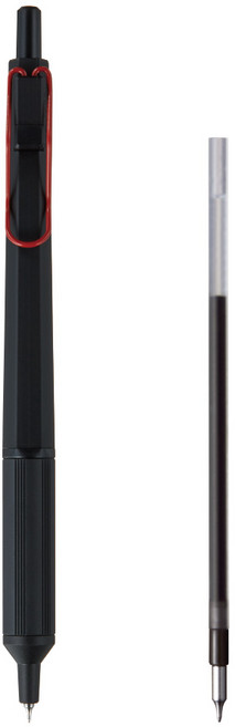 UNI 제트스트림 엣지 단색 볼펜 0.38 (볼펜1개&리필1개), 블랙레드 0.38 (EDGE 1003), 1개 (SXR-203-38)