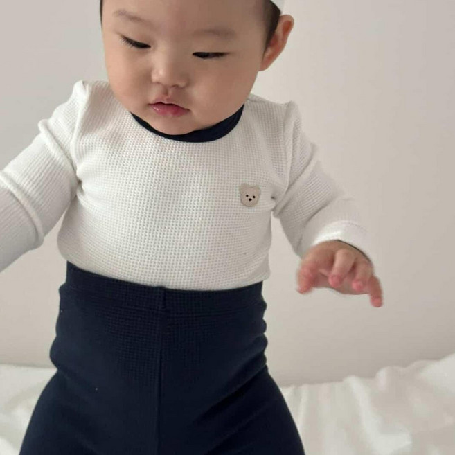 밀크하우스 아기 유아 배앓이방지와플 실내복세트