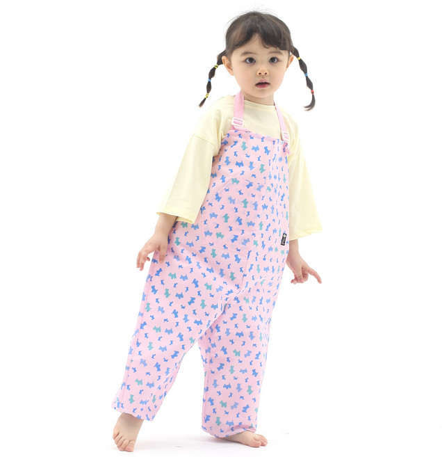 아동 전신미술가운 멜빵형 / 갯벌바지 / 모래놀이바지, 핑크강아지