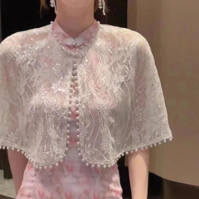 해피유통 여성 케이프 자수 자외선 차단 공주 레이스 얇은 펀칭 여름 코트 망토 jhz