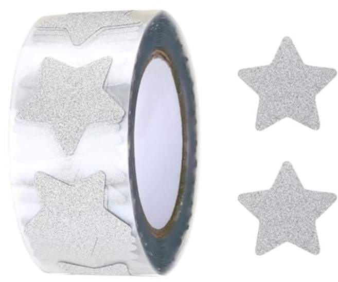 스노벨 500매 다이아몬드 골드 실버 별 스타 스티커, 1개, 실버(S2213)스타