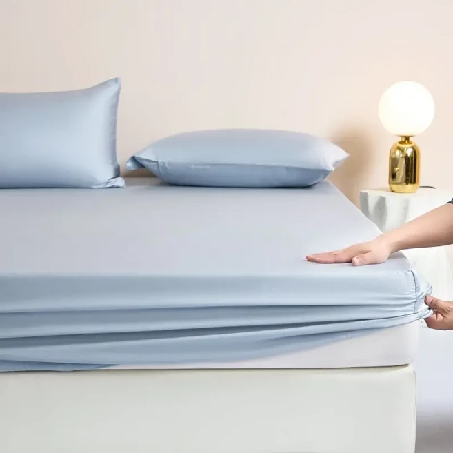 Lenzing Tencel 쿨링 피티드 시트 - 퀸/킹 수면자를 위한 시원하고 부드럽고 이 좋습니다., 02 180x200cm, 07 blue