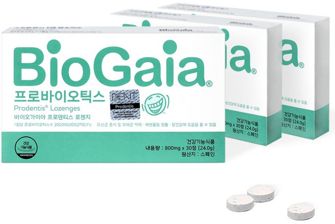 [BioGaia 공식몰] 구강유산균 프로덴티스 로젠지 3개월분, 30정, 3개