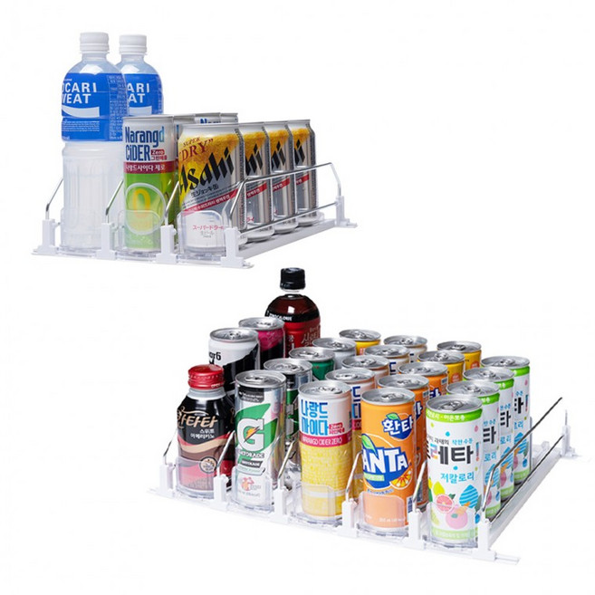 음료 정리 디스펜서 키친핏 슬라이드 냉장고 트레이, 화이트, 1개