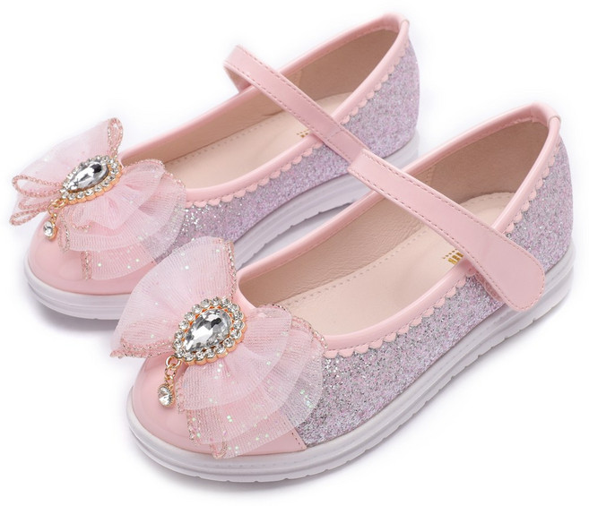 제이스맘 여아용 쉬폰 큐빅 리본 구두 JA502