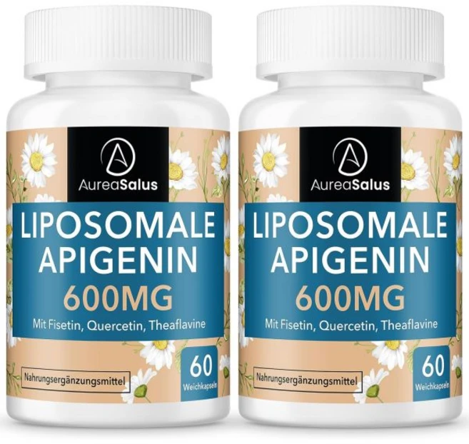 AureaSalus 아피제닌 600mg 초강력 리포솜 캡슐 고용량 피세틴 퀘르세틴 및 더파이브린 함유 60개입, 60 stück (2er Pack) - 쿠팡