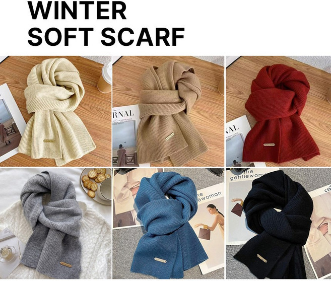 BY컬렉션 겨울 목도리 머플러 베이직 니트 남녀공용 6가지 컬러