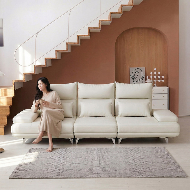 바우미스트 루나 스윙 모듈 4인용 6인용 리클라이너 소파, 아이보리