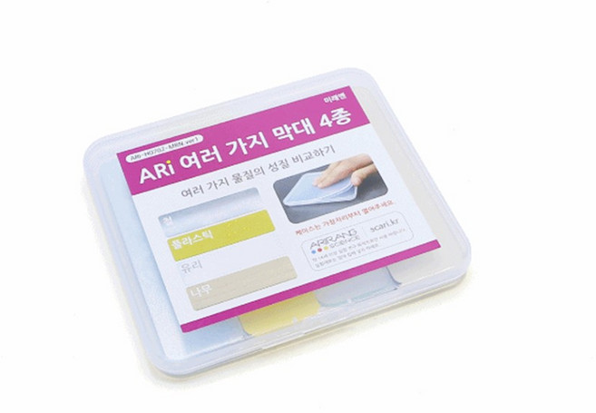 3x10cm 물질의성질 4종막대 철/플라스틱/유리/나무 단단함 특성 부력 무게 방과후 실험 탐구 질감 가벼움