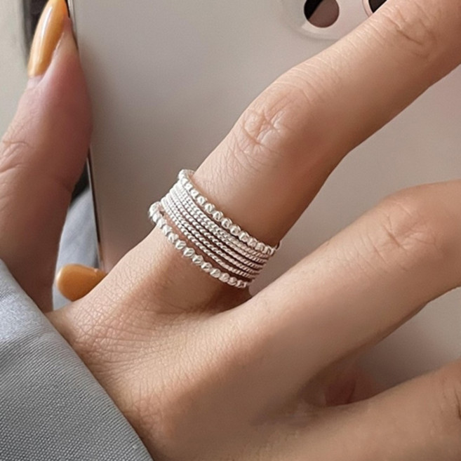 여성 유니크 볼륨 꽈배기 라인 레이어드 오픈 링 반지 A2754