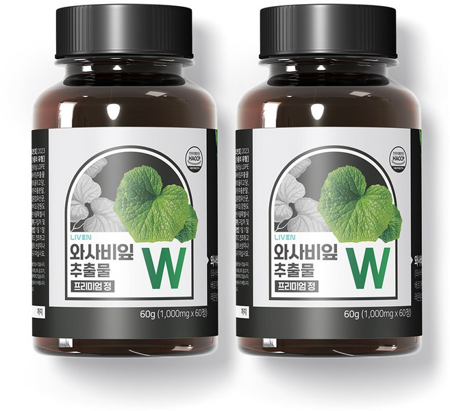라이븐 와사비잎 추출물 W 프리미엄정(1000mg x 60정 2개월분), 2개