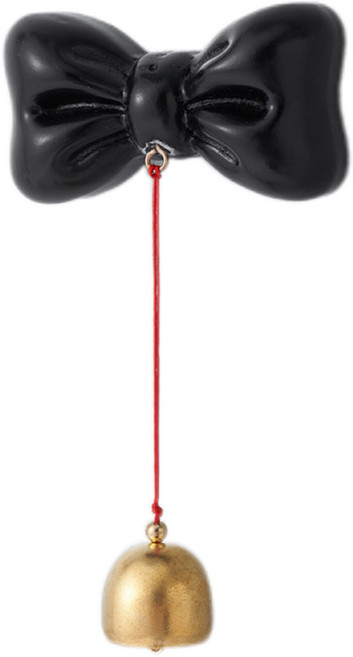 吸門式銅鈴入戶多巴胺門鈴風鈴日式開門進門提醒鈴鐺禮物門掛裝飾, 黑色蝴蝶結風鈴