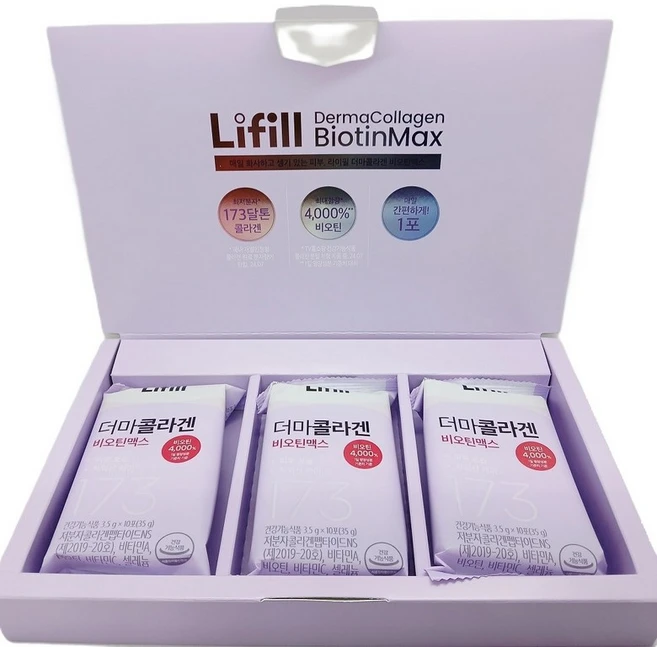 라이필 더마콜라겐 비오틴맥스 3.5g x 10포 3개 1박스, 105g - 쿠팡