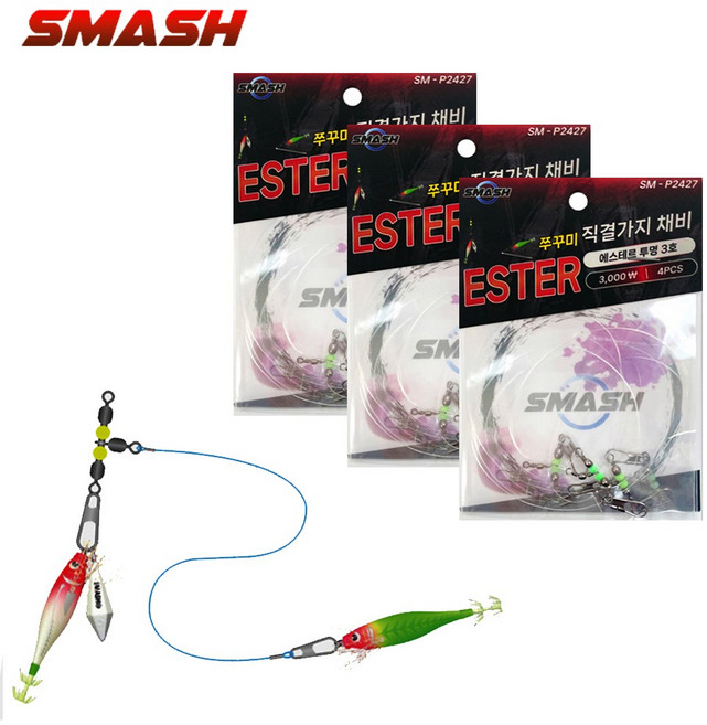 스매쉬 에스테르 직결 가지채비 쭈꾸미 갑오징어 가지줄 귀신 쭈갑 채비 SM-P2427, 12개, 1개입