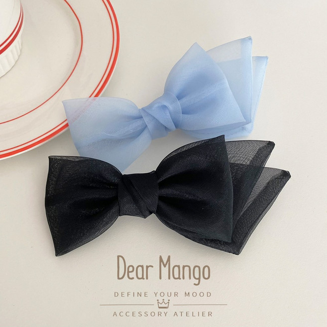 리본핀 시어 오간자 소르베 언발 리본헤어핀 디어망고 국내제작