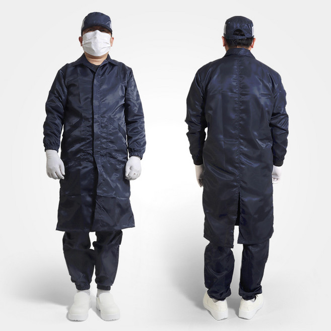 크린룸(네이비 롱 가운 상의) 무진 제전 방진복 - 단품, 1개, NAVY