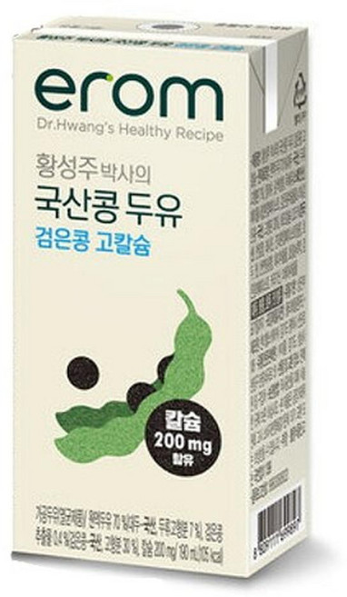 이롬 황성주 국산콩 검은콩 고칼슘 두유, 190ml, 200개