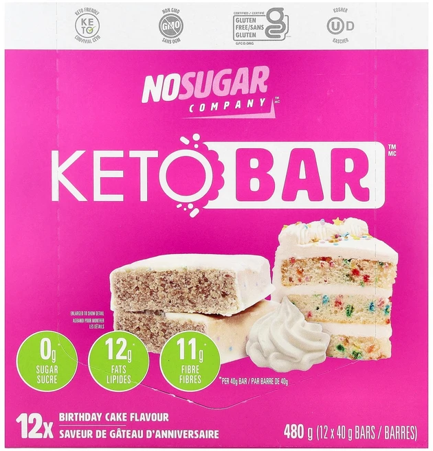 No Sugar Company Keto Bar 생일 케이크 12개입 각 40g, No Sugar Company Keto Bar 생일 케 - 쿠팡