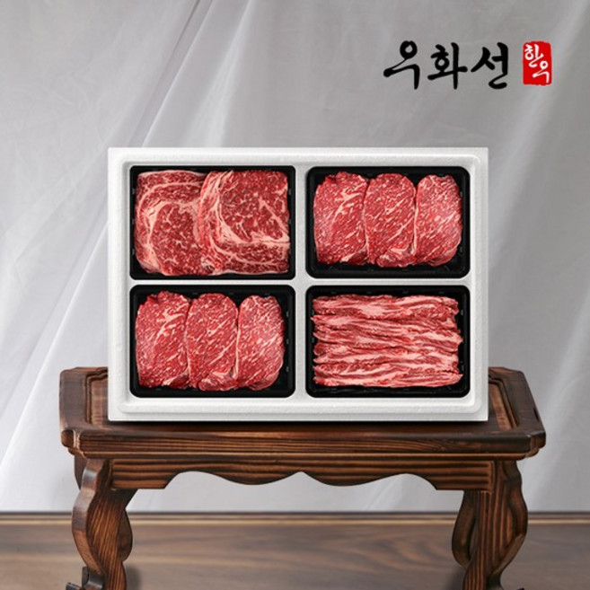 특선 숙성한우 +1등급 꽃등심 구이 선물세트 1호(꽃등심+안심+채끝+특수부위/팩당400g/총1.6kg)냉장, 없음, 1개