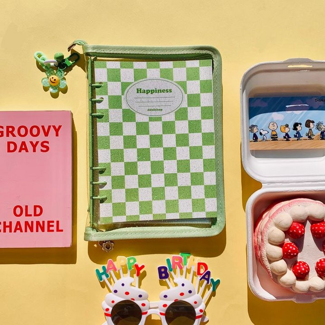 걸스코코 해피니스 6공 포카바인더 + 속지30장 지퍼형 다이어리 A5 콜렉트북 포카북, 1개, 그린