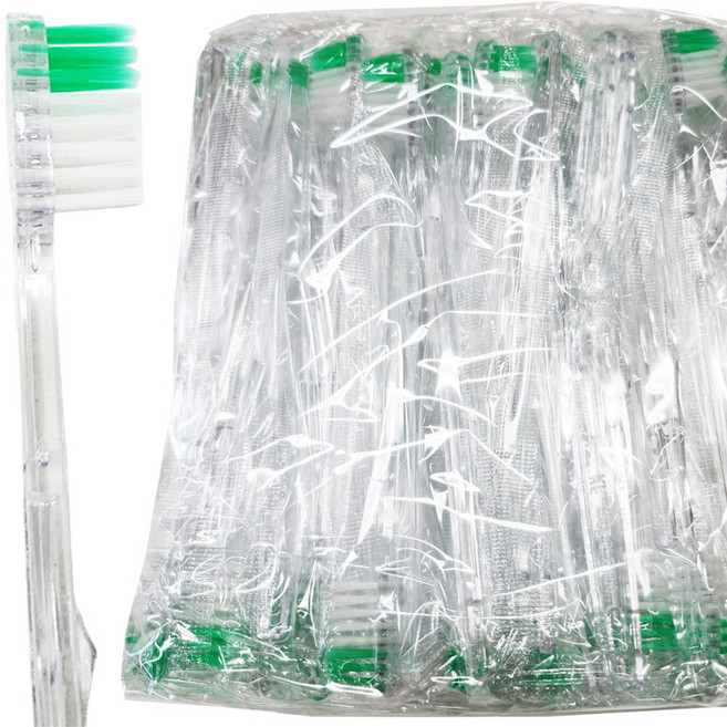 [티슈랜드] 투명손잡이 일회용 고급미세모 칫솔 1000개 개별포장 (투명), 1세트