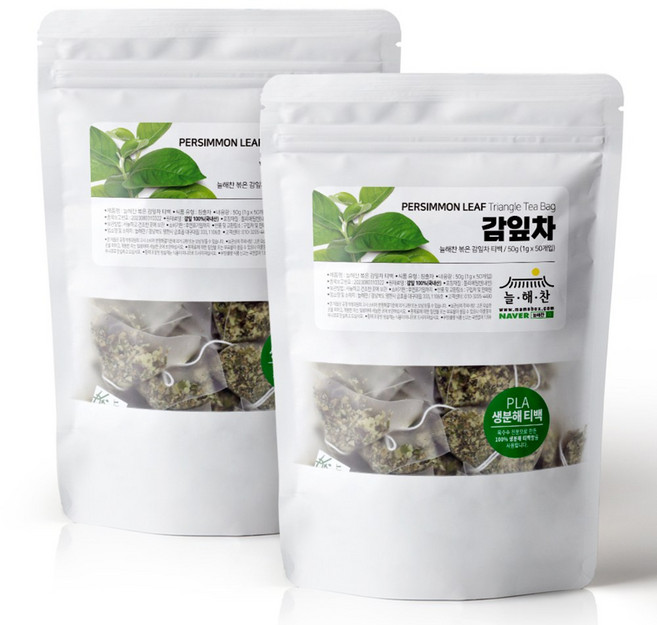 늘해찬 볶은 국산 감잎차 티백 전통차 허브차 삼각티백 대용량, 50개입, 2개, 1g