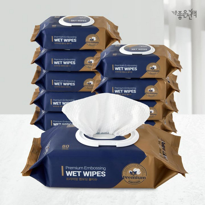 기분좋은선택 프리미엄 엠보싱 물티슈, 80매입, 60개, 342g