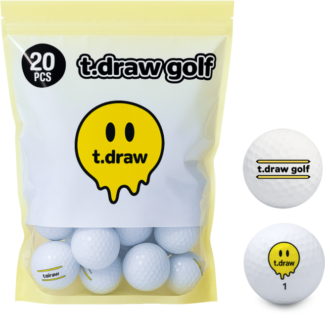 티드로우 고반발 비거리 삼선라인 캐릭터 골프공 화이트, 20개입, 1세트