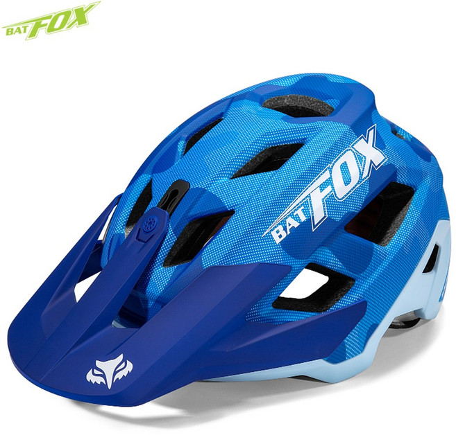 BATFOX 사이클링 헬멧 설치 가능한 고프로 액션 카메라 일체형 편안한 안감 MTB 자전거 남녀 공용 산악 장비, 09 276-Blue, 01 L58-62CM, 276-blue
