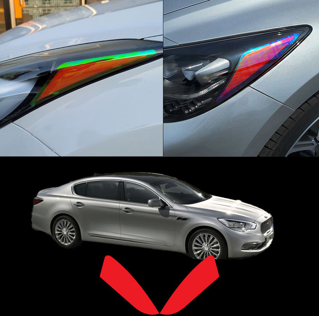 더뉴K9 헤드라이트 리플렉터 스티커필름 차량한대분, 일반오렌지더뉴K9, 1세트