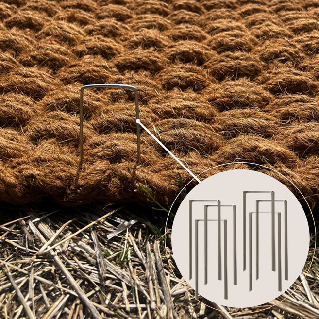 야자매트 길이 1M 3M 폭 0.6M 0.8M 1M 코코넛 바닥 야자수매트 야외 매트 발판매트 방초매트 사면유실 코어네트 식생매트 등산로 마당 보행 주차장 깔개, 단독구매불가_야자매트 고정핀 4P, 1개