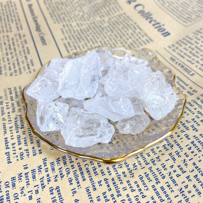 念念不忘水晶 鑑定證書水晶碎石 消磁淨化 五行能量石 魚缸花盆造景 白水晶原礦, 1-2公分白水晶原礦100克/包