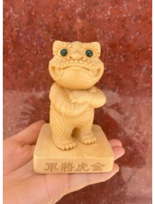 泓潤 美國檜木虎爺雕刻擺件, 1個, 崖柏
