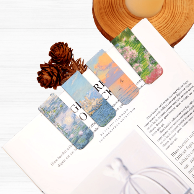 감성적인 모네의 정원 자석 책갈피 북마크 4종 세트, 1세트, 12*3*2