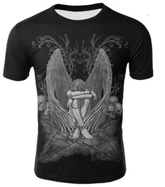 기사미 날개 타투티 유명타투이스트 라이더패션 메탈티 CA01574 Sleep Angel Black